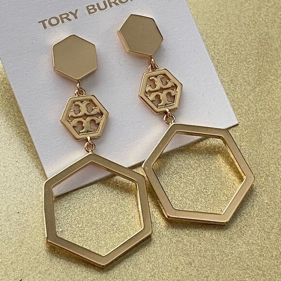 Tory Burch Jewelry - TORY BURCH•Goldtone geometrical logo Earrings